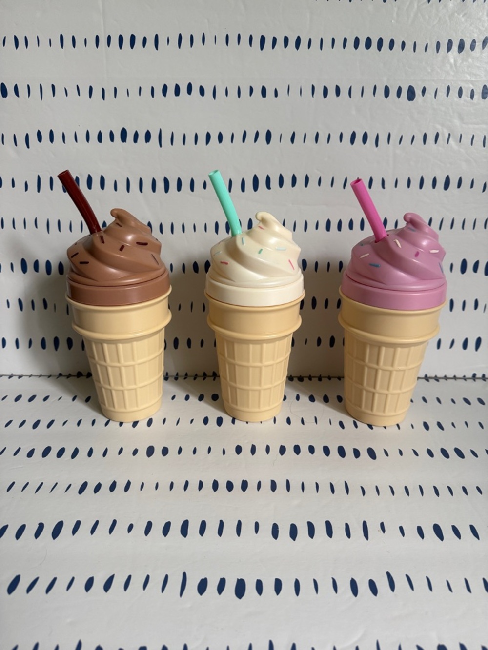 Target Ice Cream Cone Novelty Drink Tumblers - Chocolate, Vanilla & Strawberry